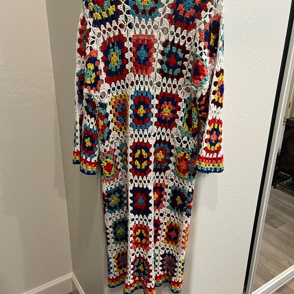 Colorful boho granny square Crochet Cardigan - Picture 2 of 2